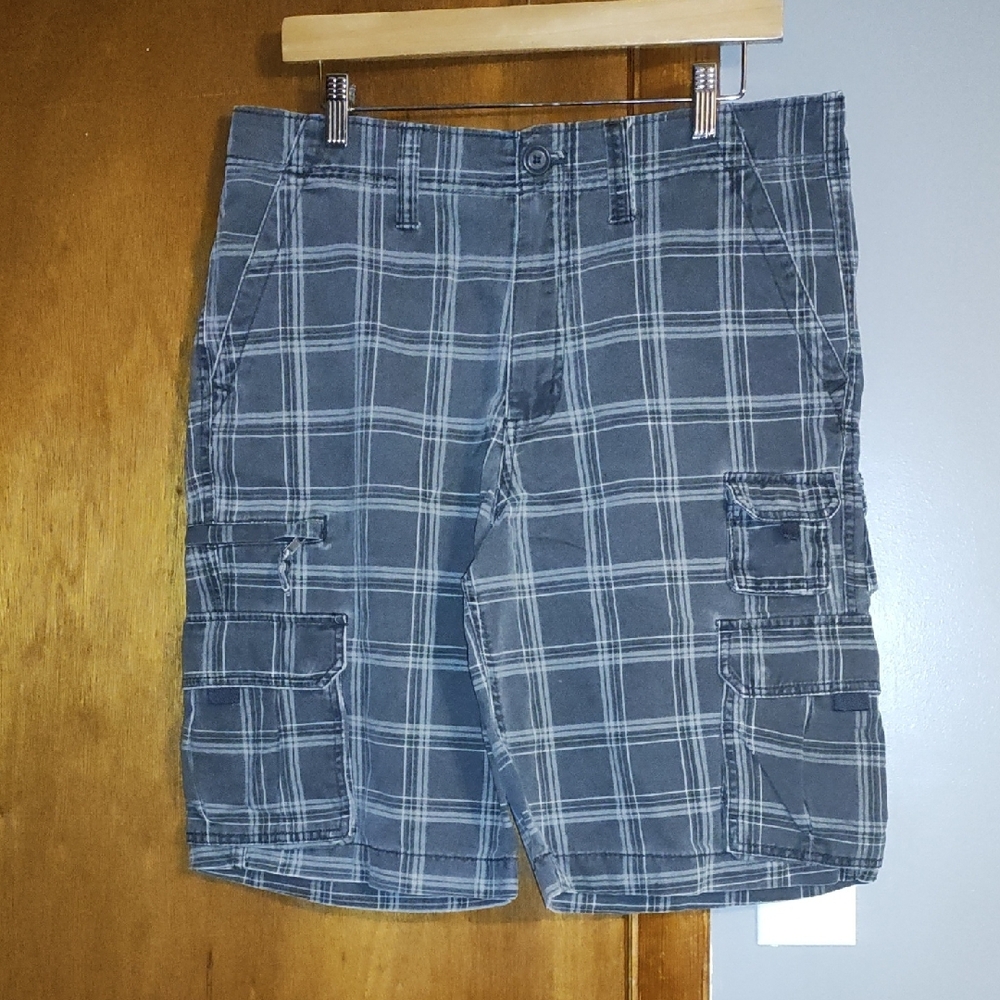 Faded Glory Gray Cargo Shorts Lightweight Cotton